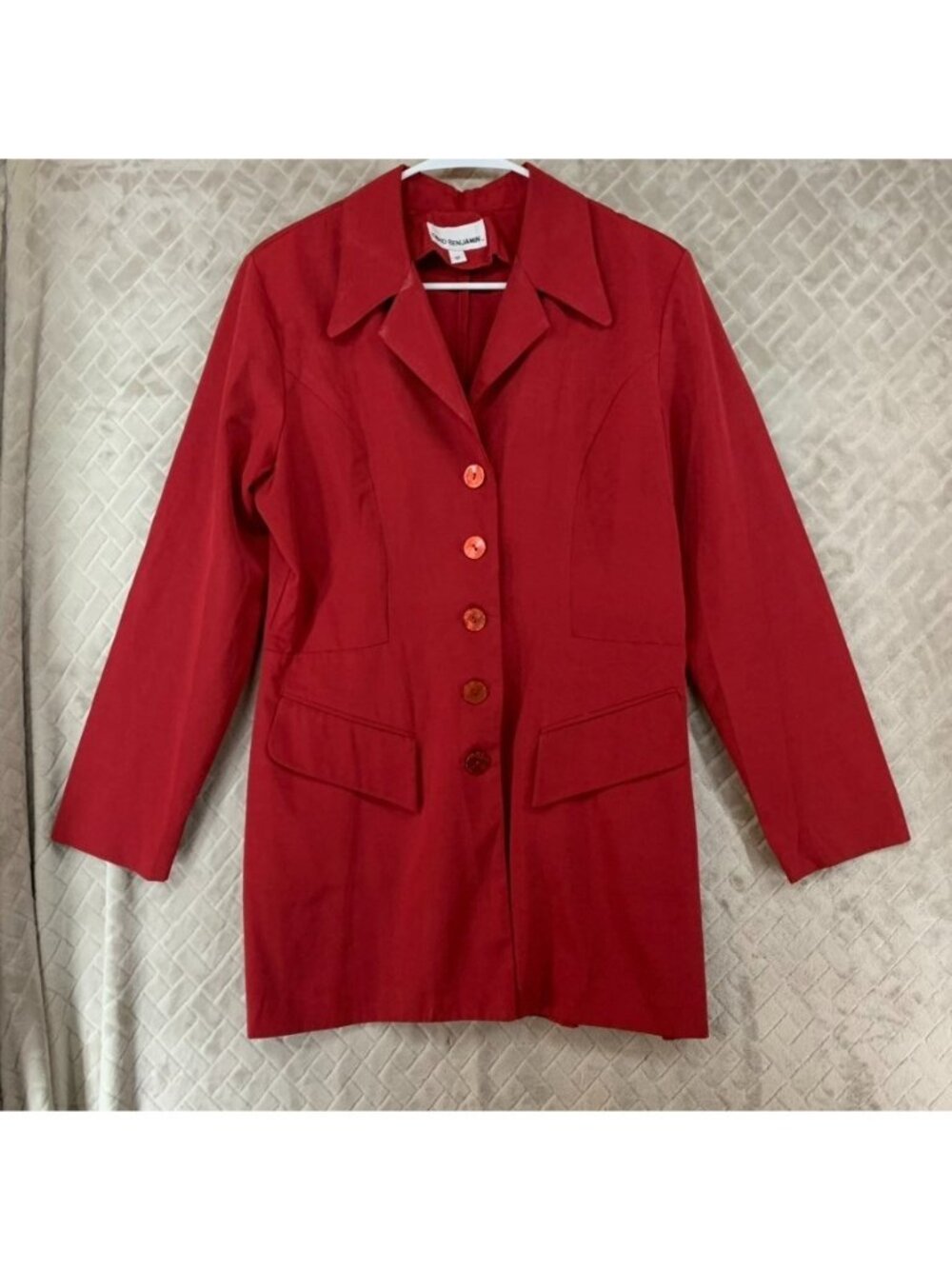 David Benjamin Blazer Jacket Womens 12 Red Mid Length Romantic Valentine Office